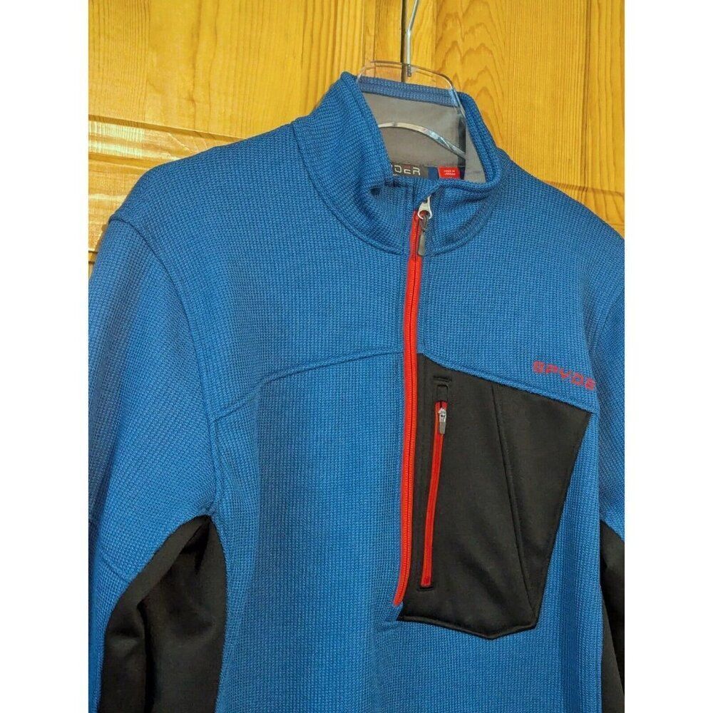 Spyder Sweater Mens Medium Bandit Half Zip Fleece Jacket Mock Neck Blue